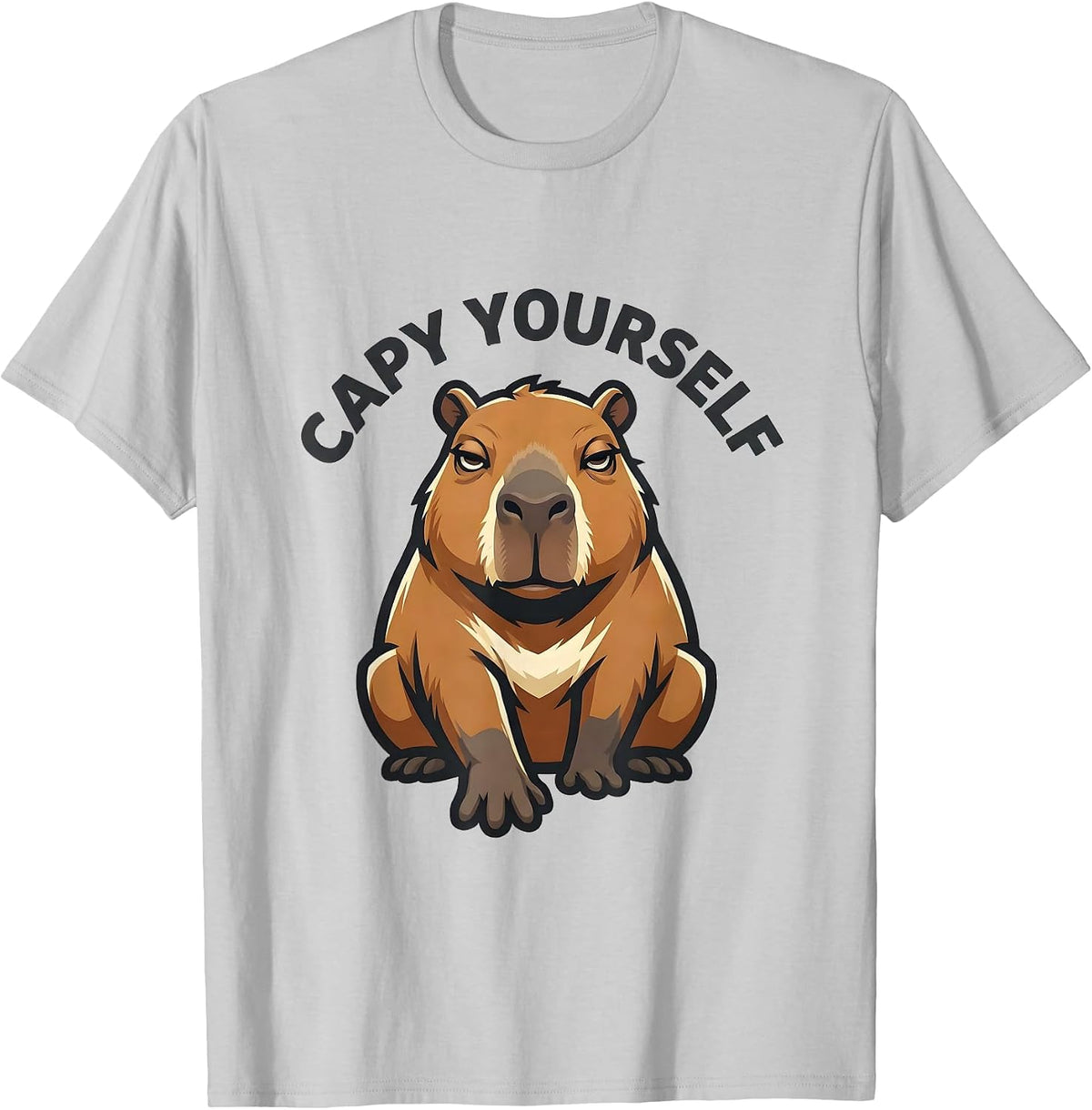 Men's Capy Yourself Funny Capybara Meme Animal Humor T-Shirt - Silver Grey