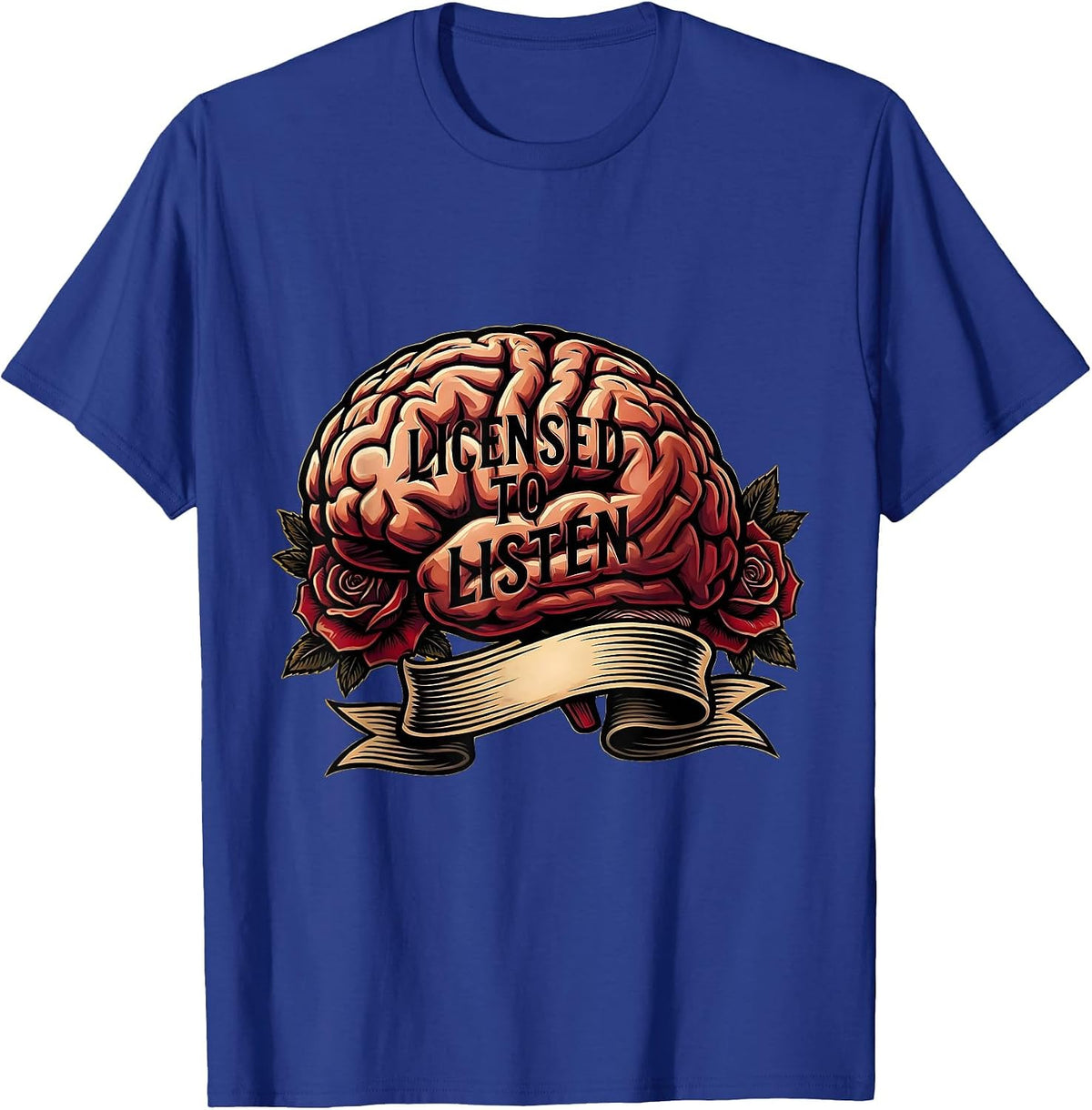 Licensed to Listen School Psychologist Design T-Shirt - Royal Blue
