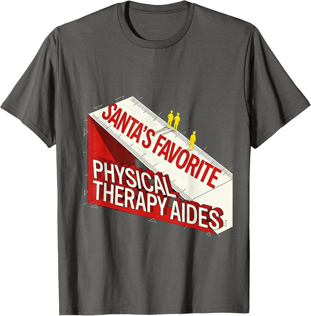 Santa's Favorite Physical Therapy Aides Funny Gift T-Shirt - Asphalt Grey
