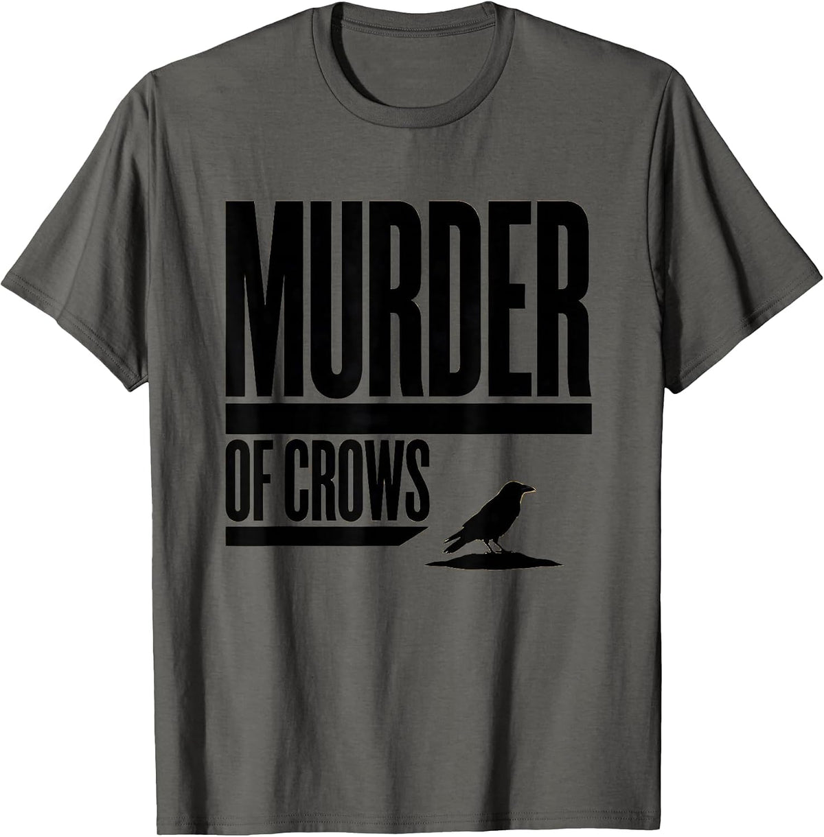 Murder Of Crows Minimalist Dark Humor Crow Lover Gift T-Shirt - Asphalt Grey