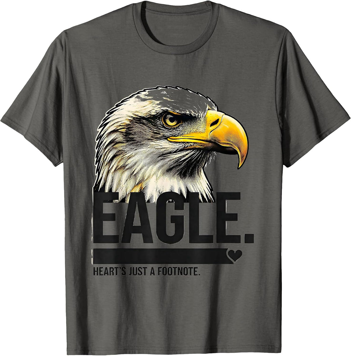 Men's EAGLE Heart's Just a Footnote Playful Wildlife Pride Eagle T-Shirt - Asphalt Grey