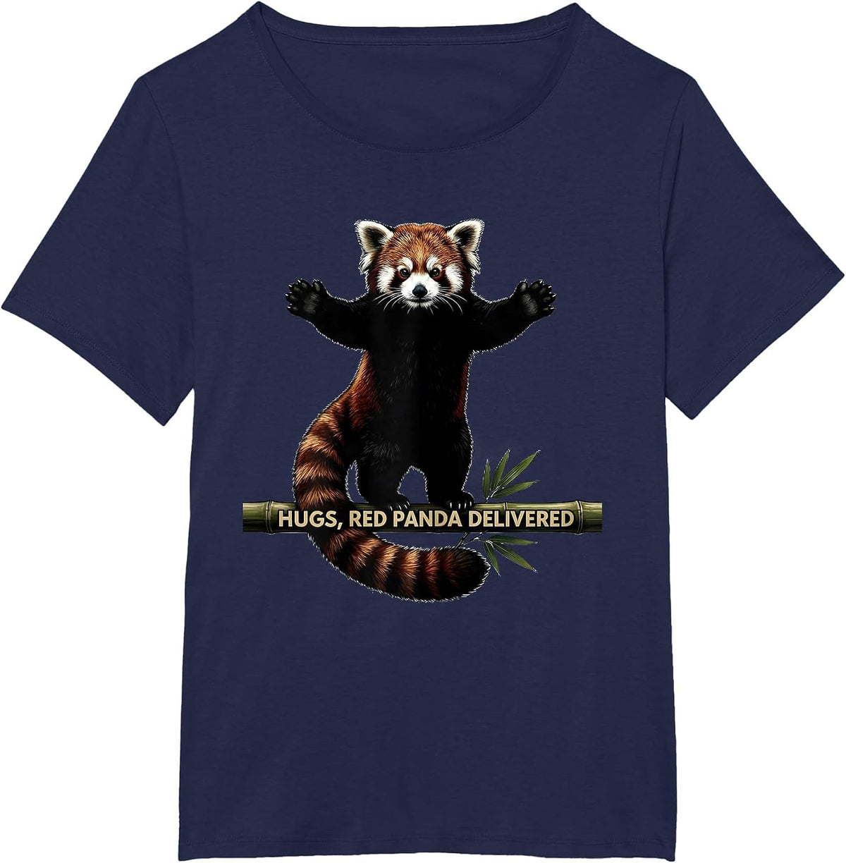 Women's Hugs, Red Panda Delivered Cute Panda Lover Gift T-Shirt - Navy Blue
