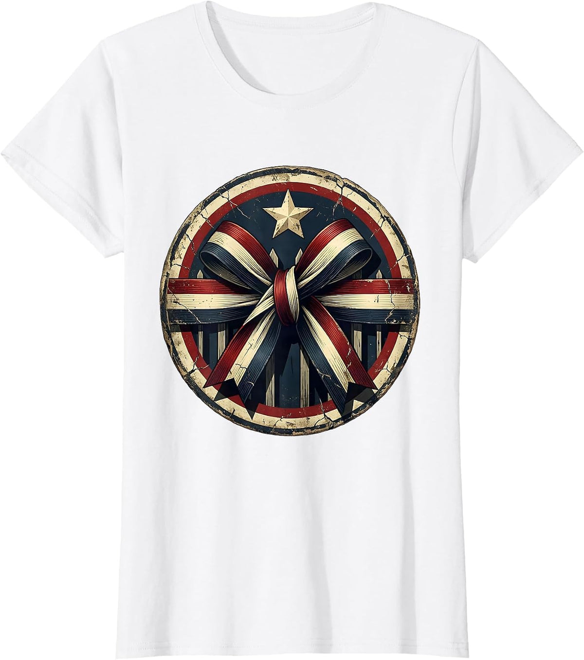 Patriot Day Red White Blue Ribbons on Fence T-Shirt - White
