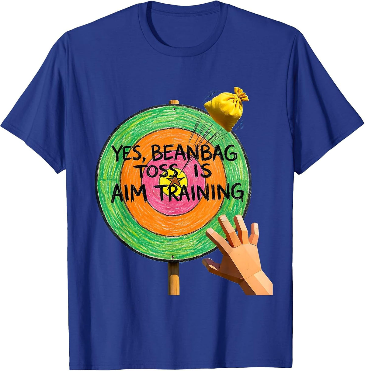 Men's Yes, Beanbag Toss Is Aim Training Funny Occupational Therapy T-Shirt - Royal Blue
