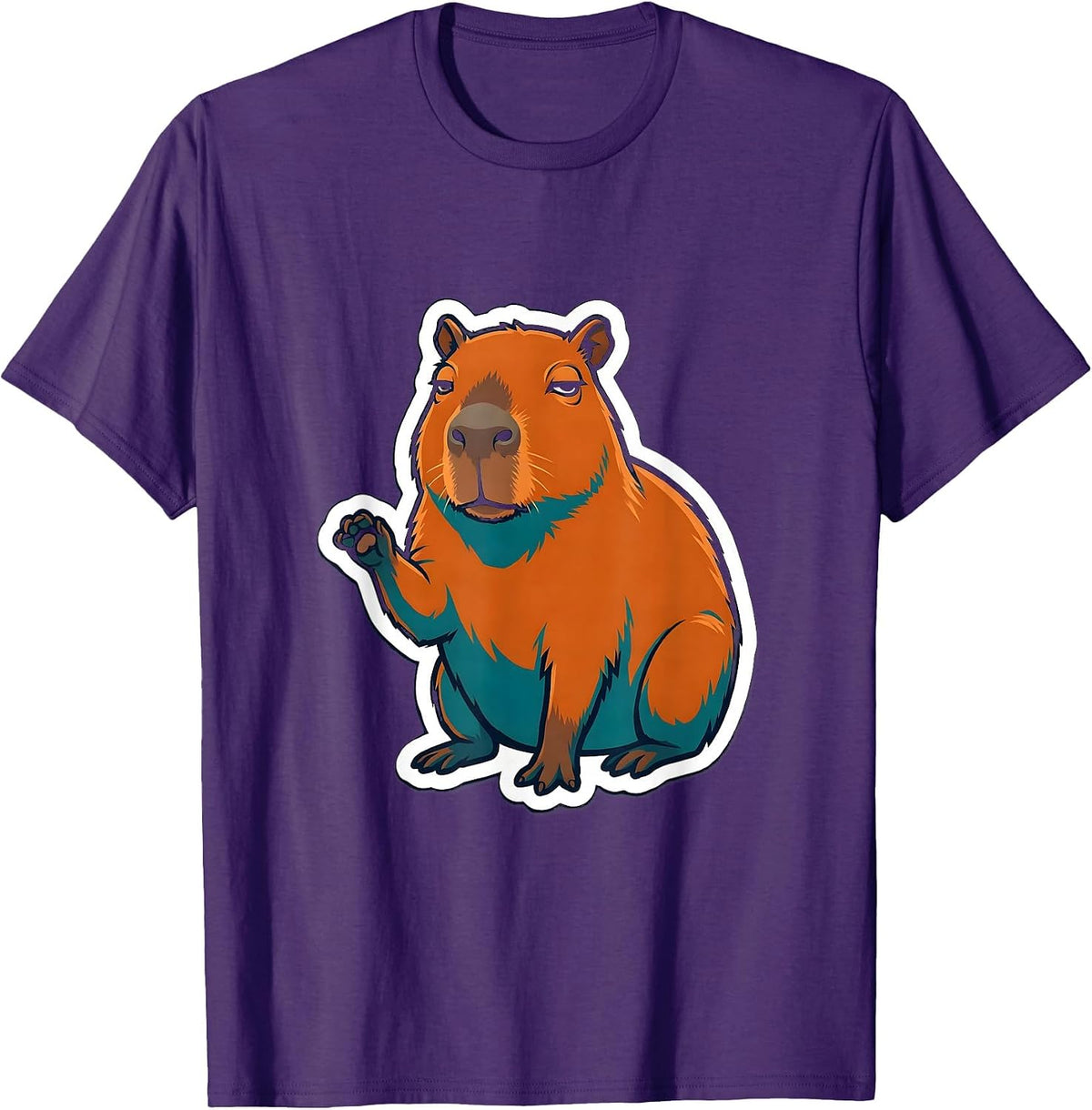 Capybara Meme Animal Humor Sticker Style T-Shirt - Purple