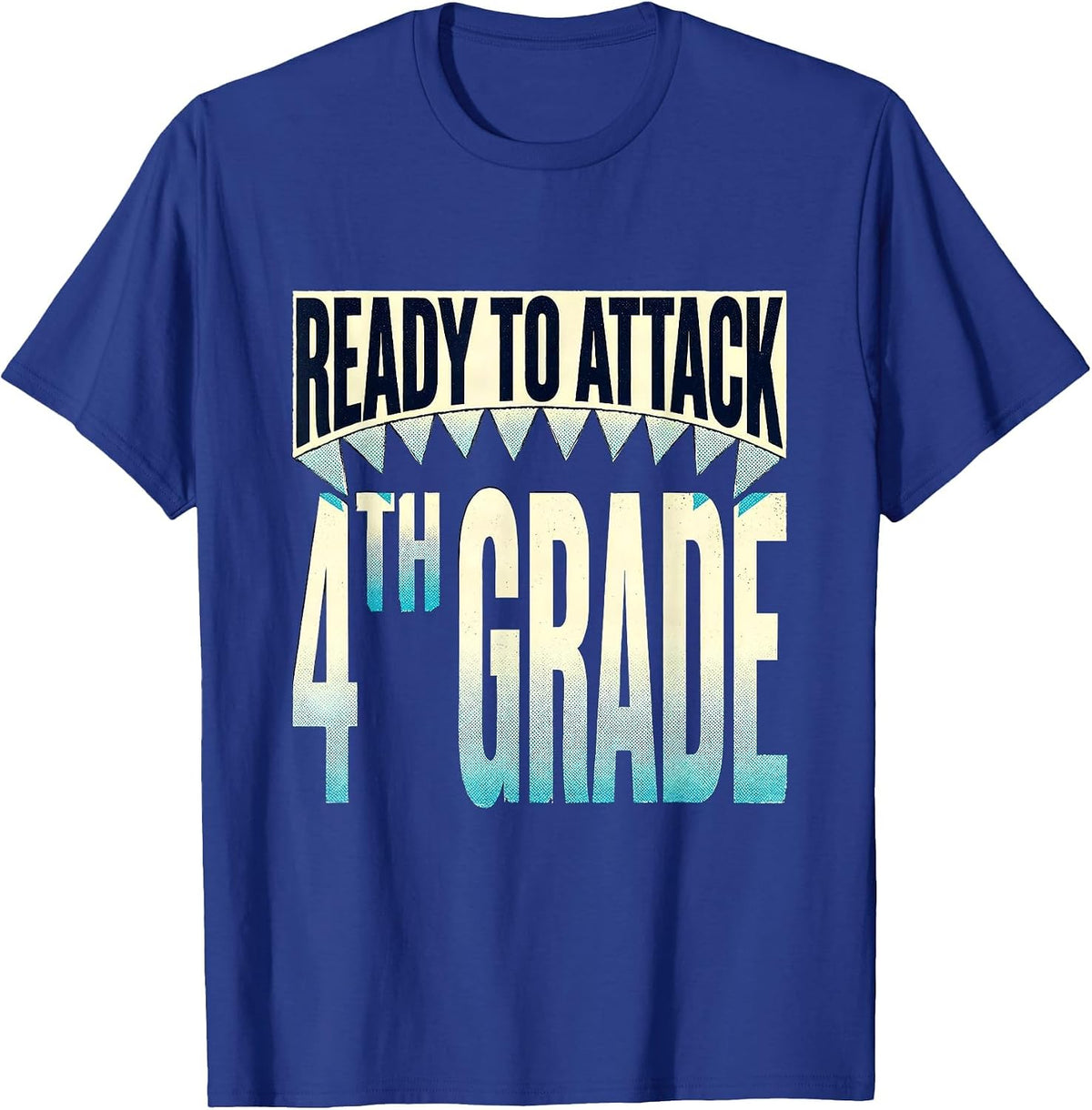 Ready To Attack 4th Grade Shark First Day Of School Boys T-Shirt - Royal Blue