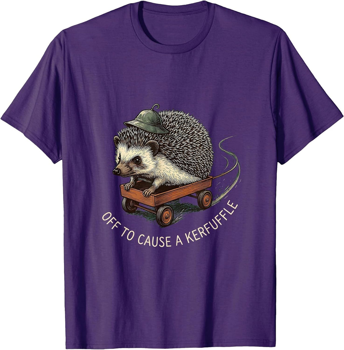 Off To Cause A Kerfuffle Funny Hedgehog Animal Meme Humor T-Shirt - Purple