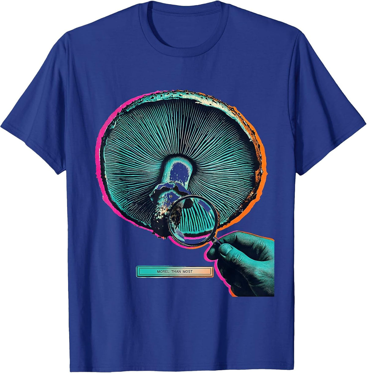 Morel Than Most Risograph Mushroom Forager Mycology Humor T-Shirt - Royal Blue
