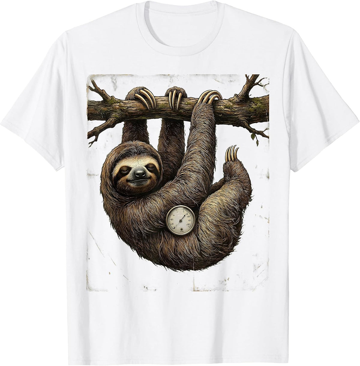 Men's Sloth Lazy Humor Vintage Animal Lover Gift T-Shirt - White