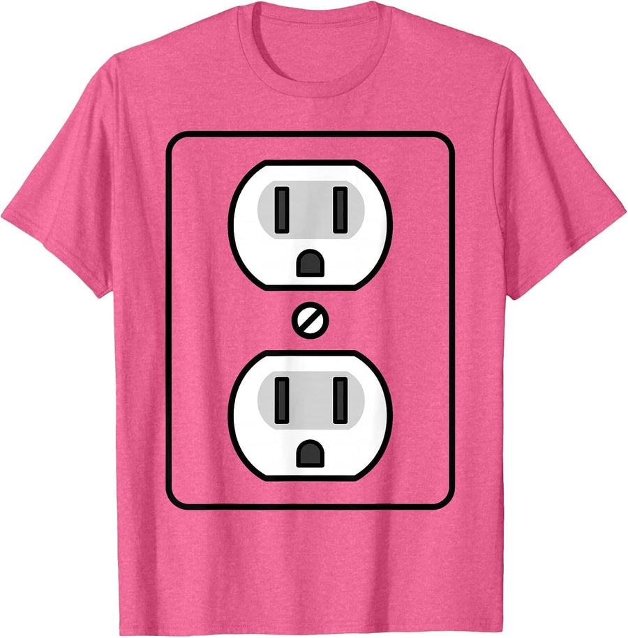Electrical Outlet Costume Shirt - Funny Halloween Costume T-Shirt - Pink Heather