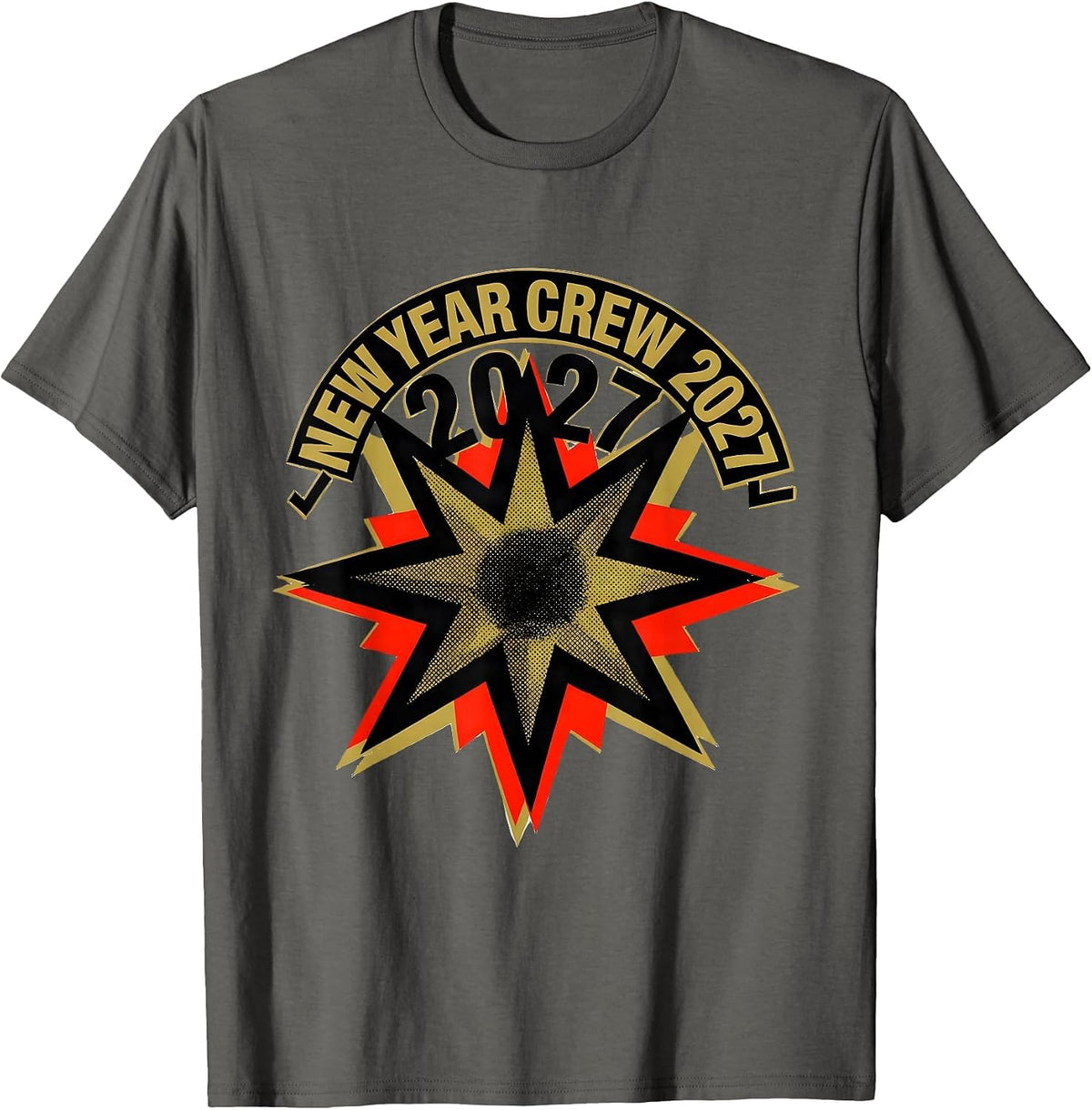 Men's New Year Crew 2027 Screenprint Party Family Matching T-Shirt - Asphalt Grey