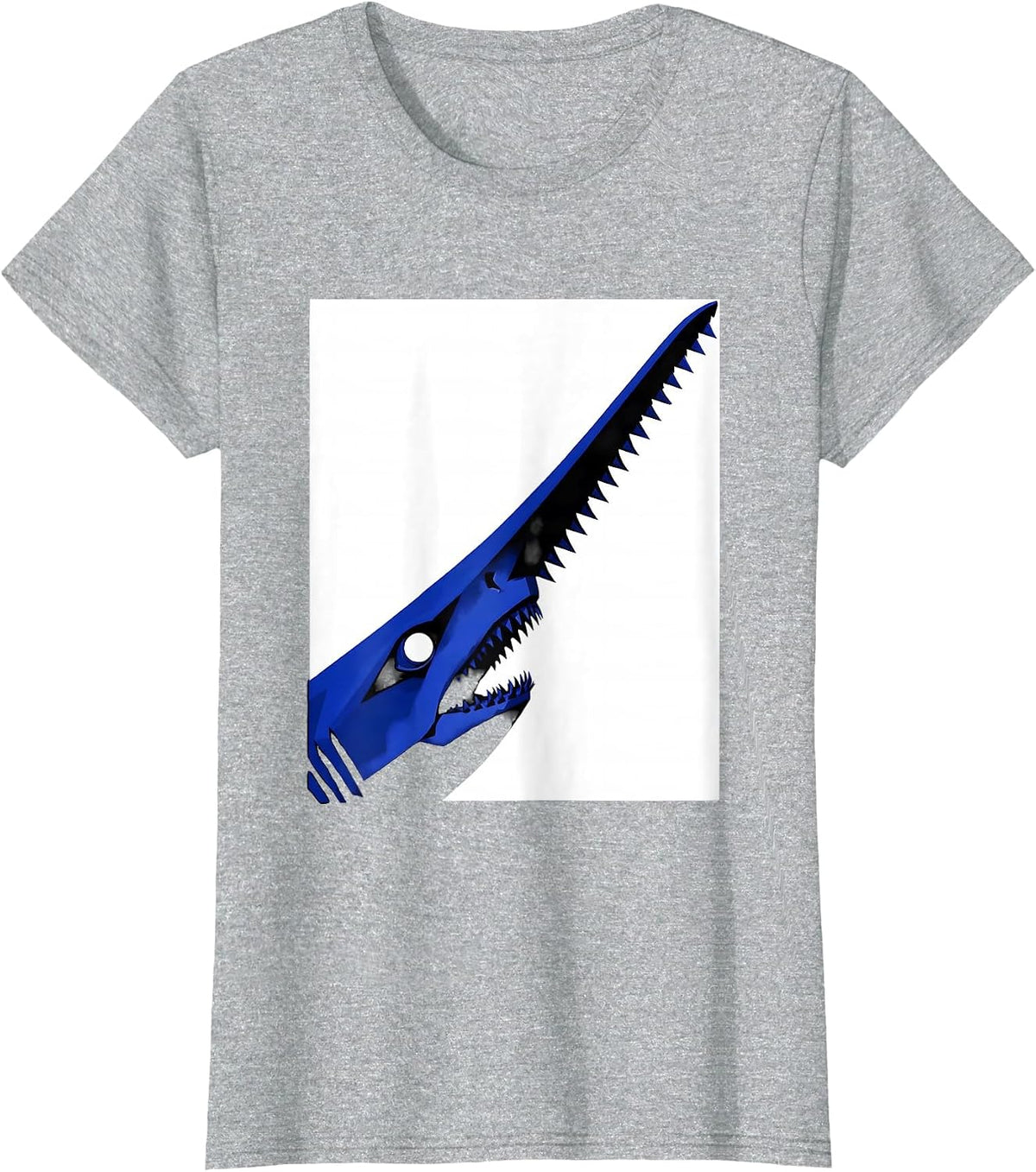 Sawshark Head Funny Shark Lover Ocean Animal Humor T-Shirt - Heather Grey