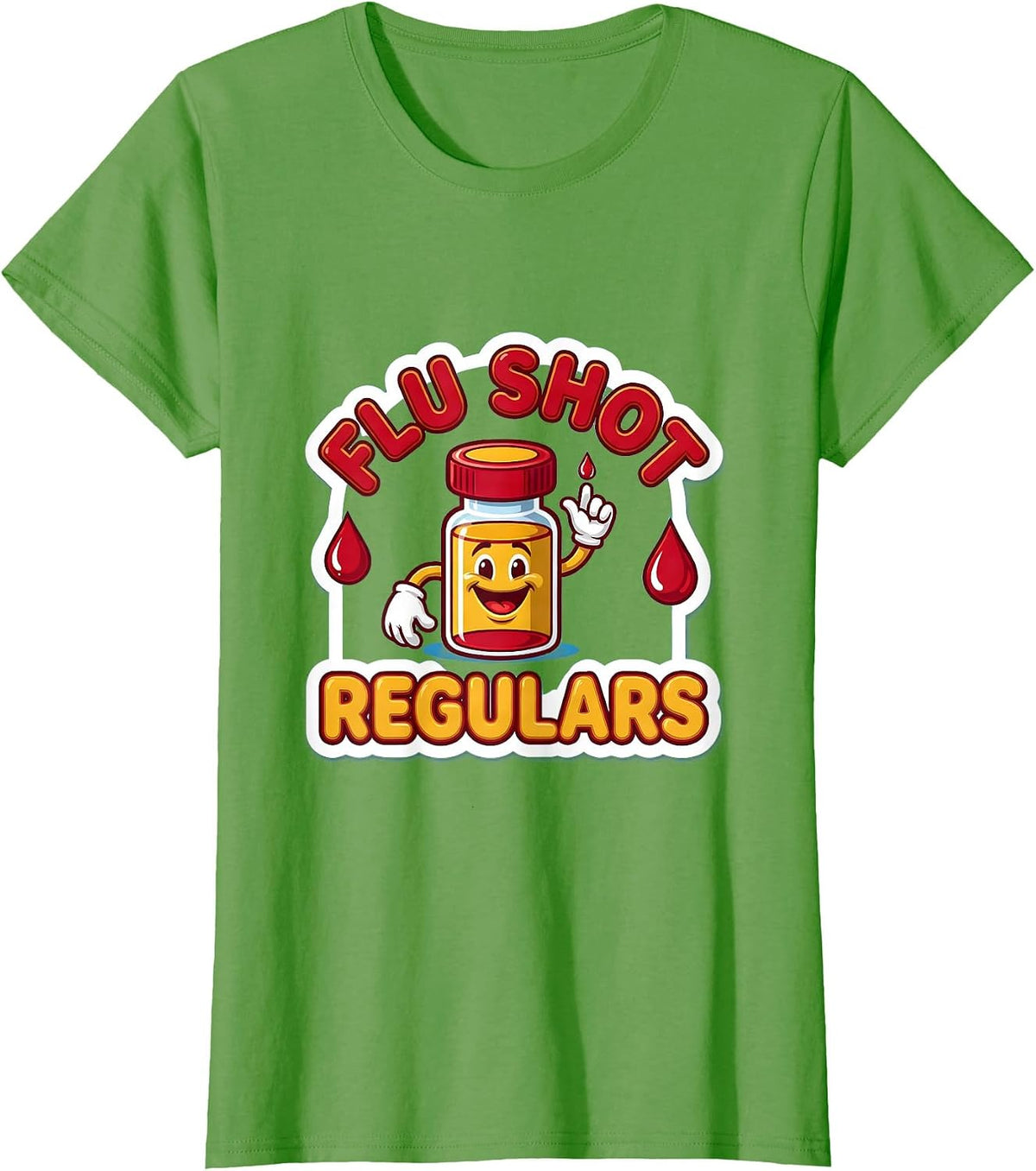 Women's Flu Shot Regulars Funny Nurse Doctor Vaccine Humor T-Shirt - Grass Green