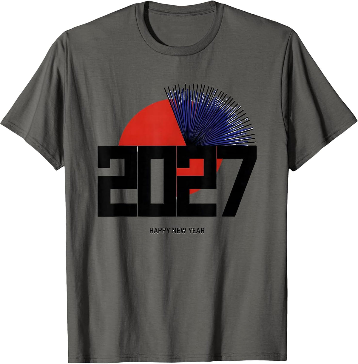 Happy New Year 2027 Bauhaus Modernist Party Host Family T-Shirt - Asphalt Grey