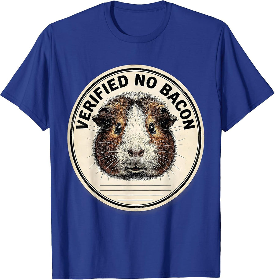 Verified No Bacon Botanical Guinea Pig Lover Humor T-Shirt - Royal Blue