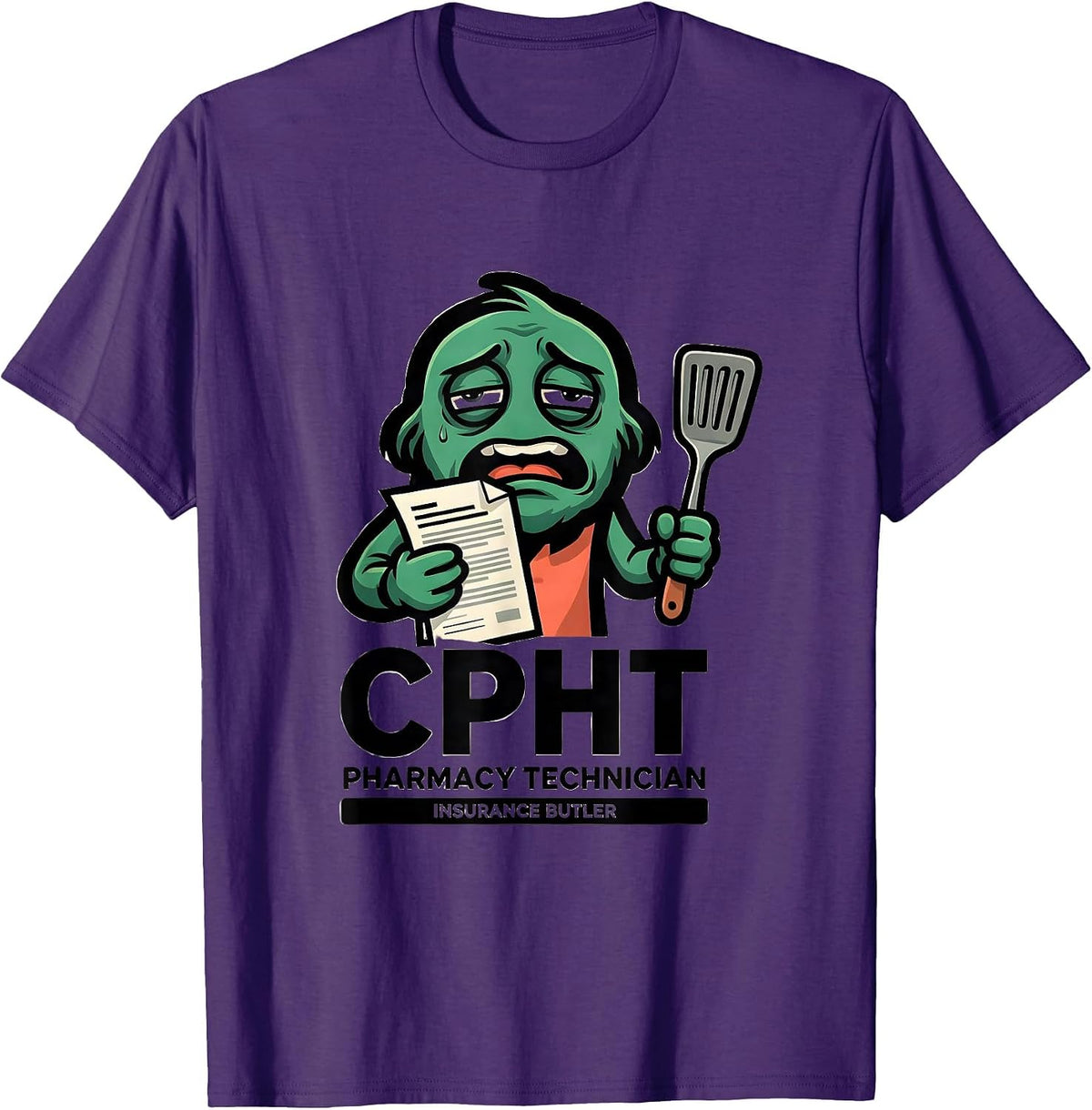 Men's CPhT Pharmacy Technician, Insurance Butler Funny T-Shirt - Purple