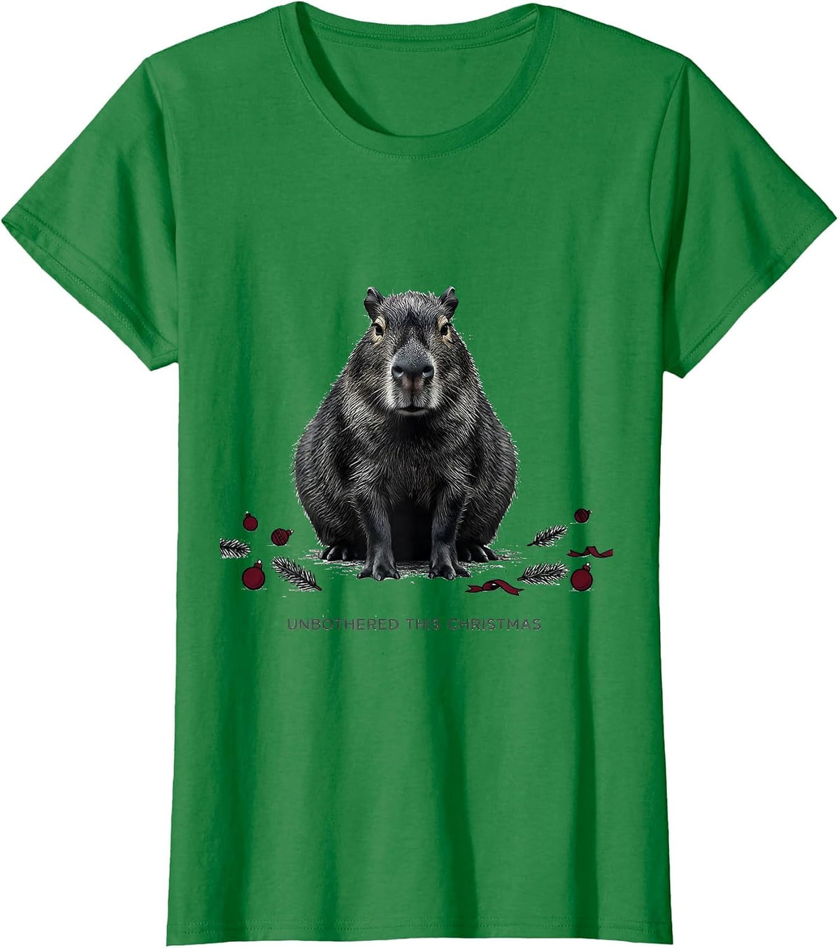 Women's Unbothered This Christmas Editorial Conceptual Capybara T-Shirt - Kelly Green