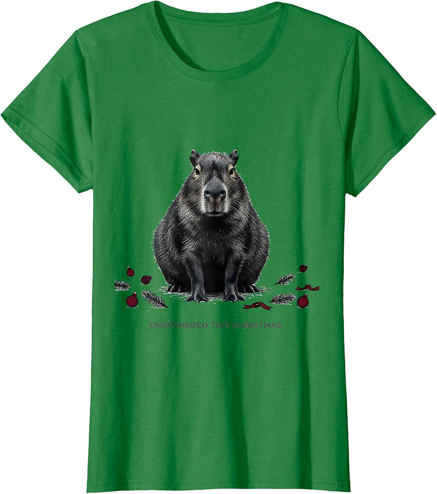 Women's Unbothered This Christmas Editorial Conceptual Capybara T-Shirt - Kelly Green