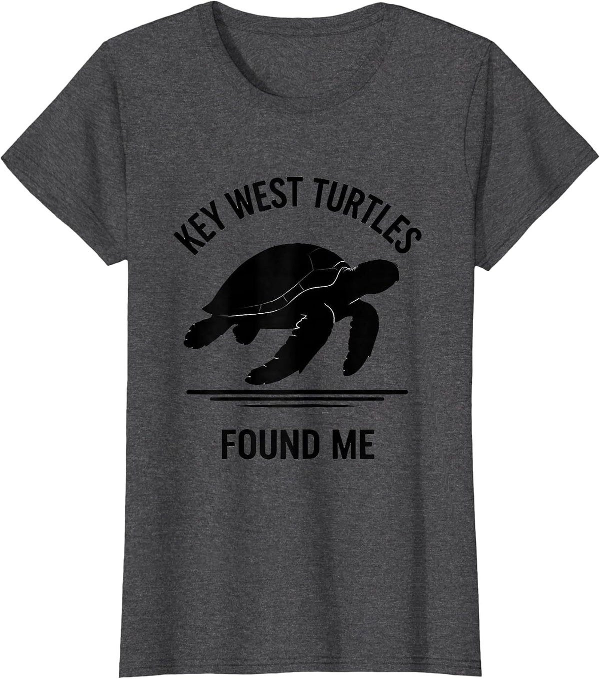 Women's Key West Turtles Found Me Silhouette Sea Turtle Lover Beach T-Shirt - Dark Heather Grey