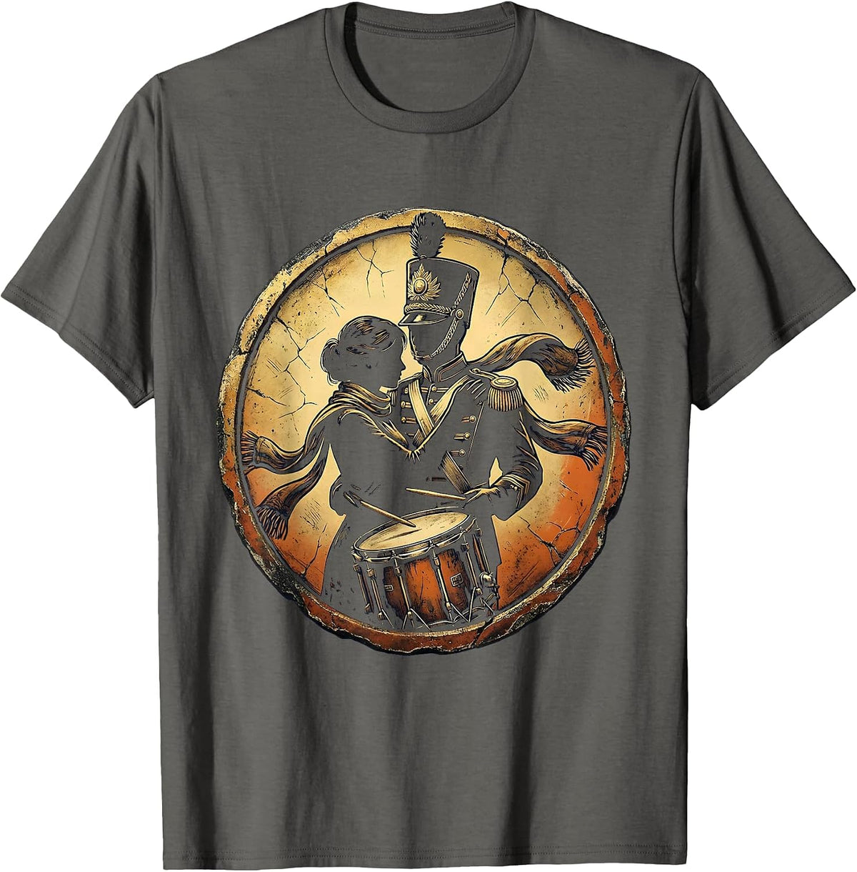 Band Mom Drum Major Scarf Wrap Graphic Tee T-Shirt - Asphalt Grey