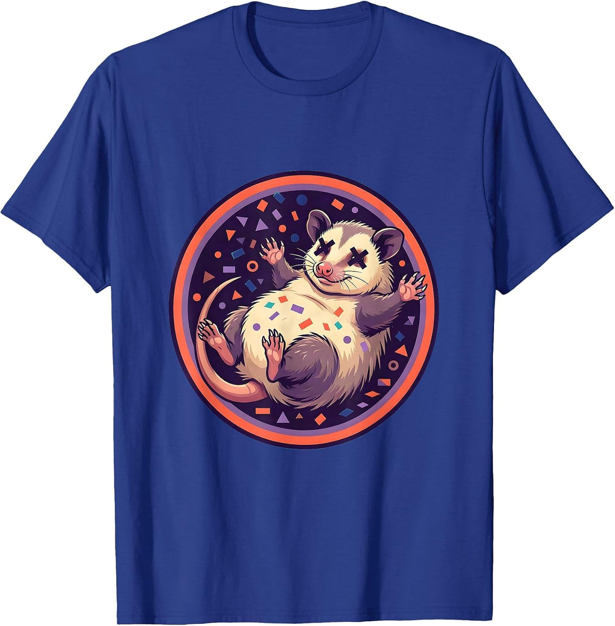 Men's Opossum Playing Dead Party Confetti Graphic T-Shirt - Royal Blue