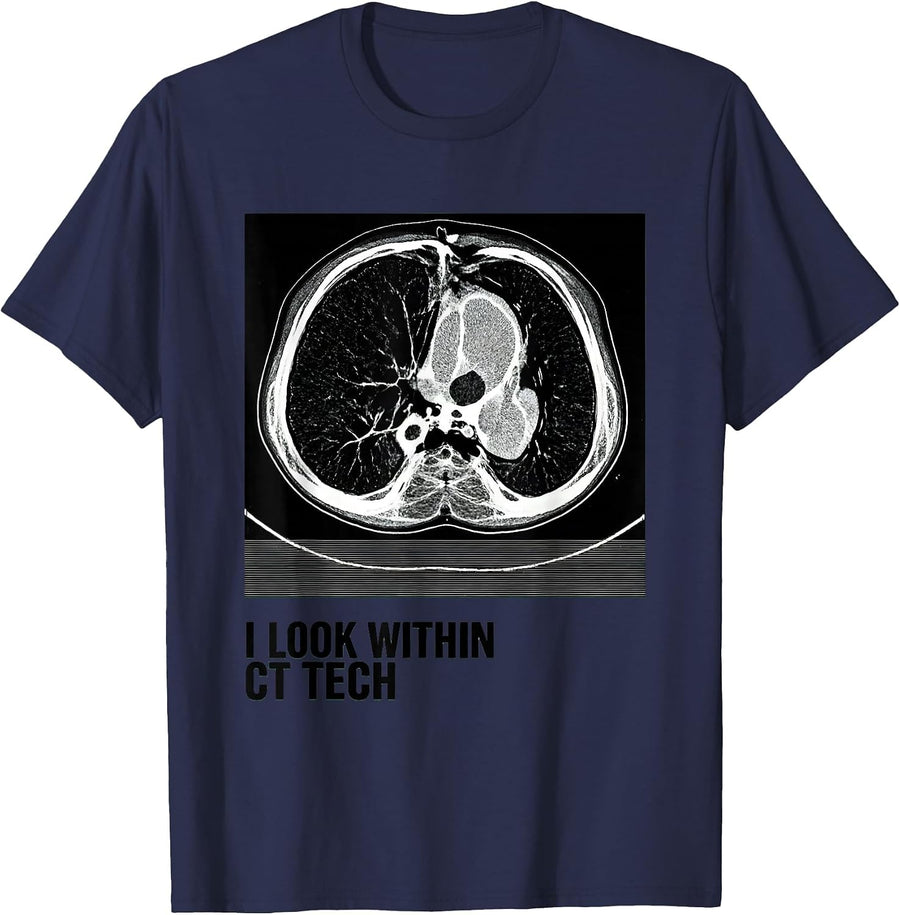 I Look Within CT Tech Radiology Rad Tech Professional Pride T-Shirt - Navy Blue