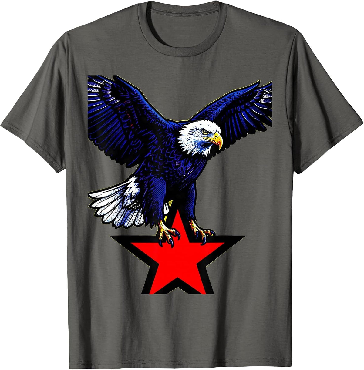 Proud Democrat Bald Eagle Democratic Star T-Shirt - Asphalt Grey