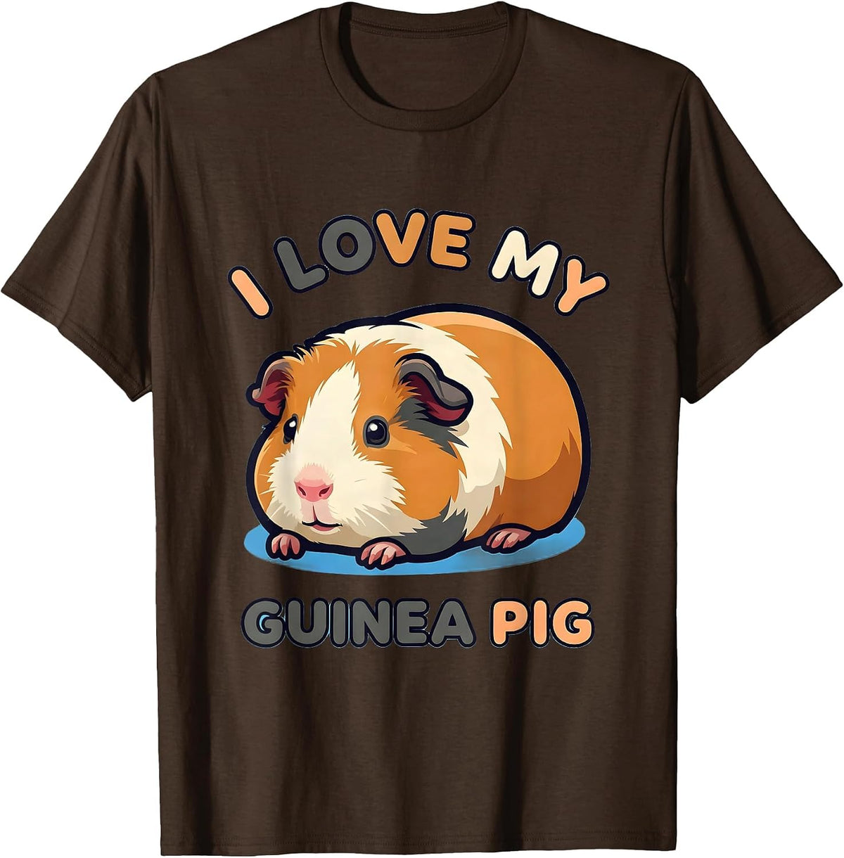 Men's I Love My Guinea Pig Cute Kawaii Pet Lover Gift T-Shirt - Brown