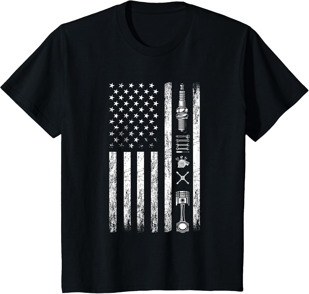 Mechanic US Flag Patriotic Worker Patriot USA Mechanic T-Shirt - Black