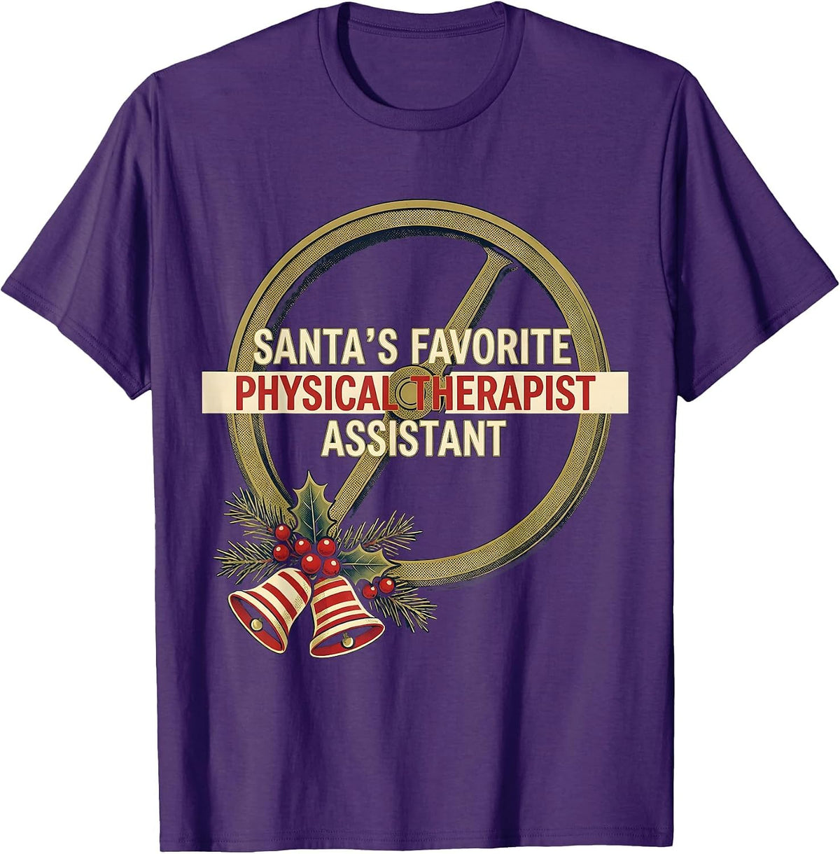 Men's Santa's Favorite Physical Therapist Assistant Retro T-Shirt - Purple