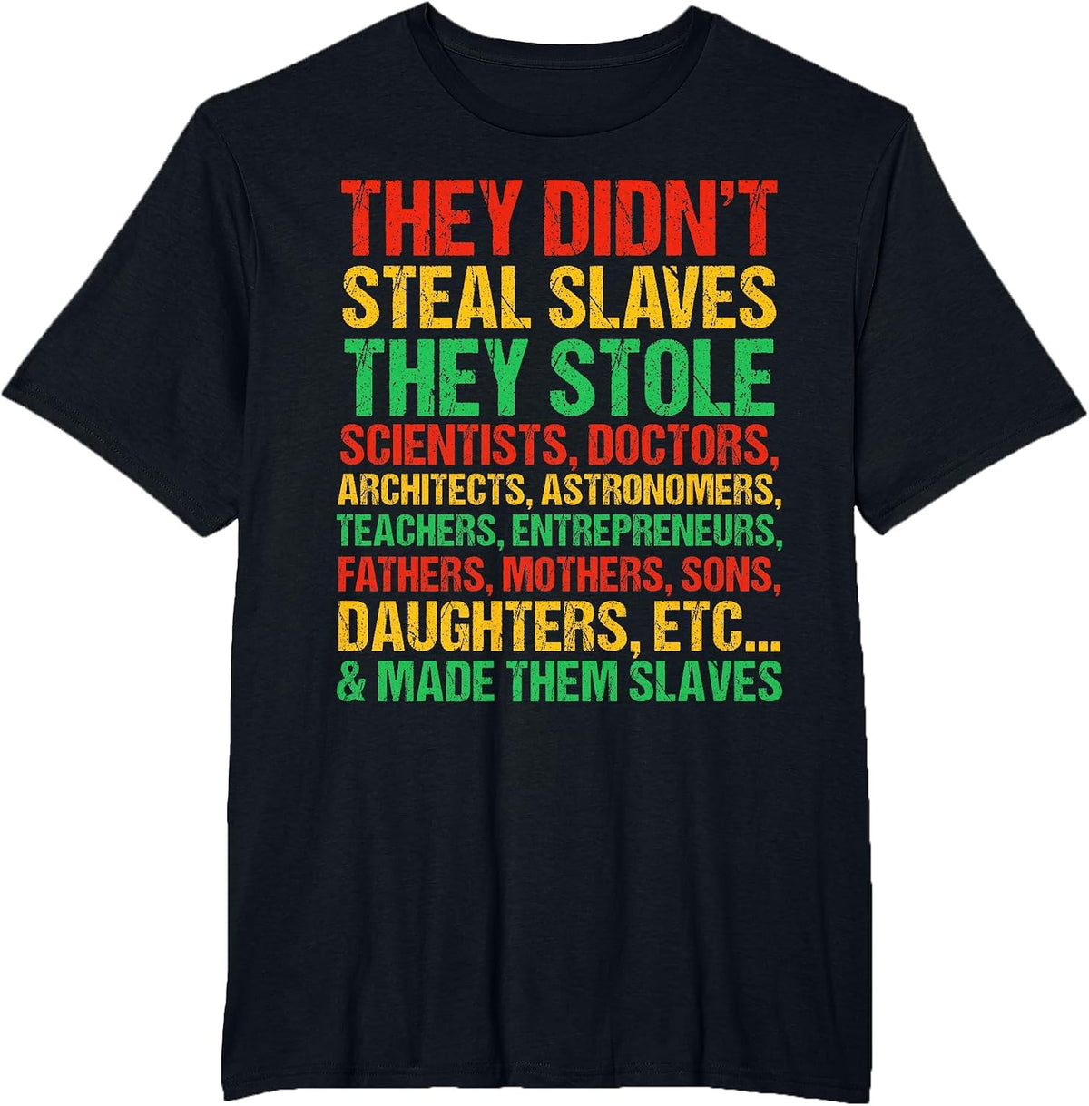 They Didn't Steal Slaves Black History Month Pride T-Shirt - Black