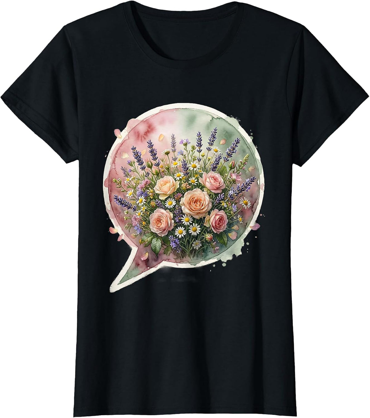 Special Education Teacher Floral Speech Bubble T-Shirt - Black