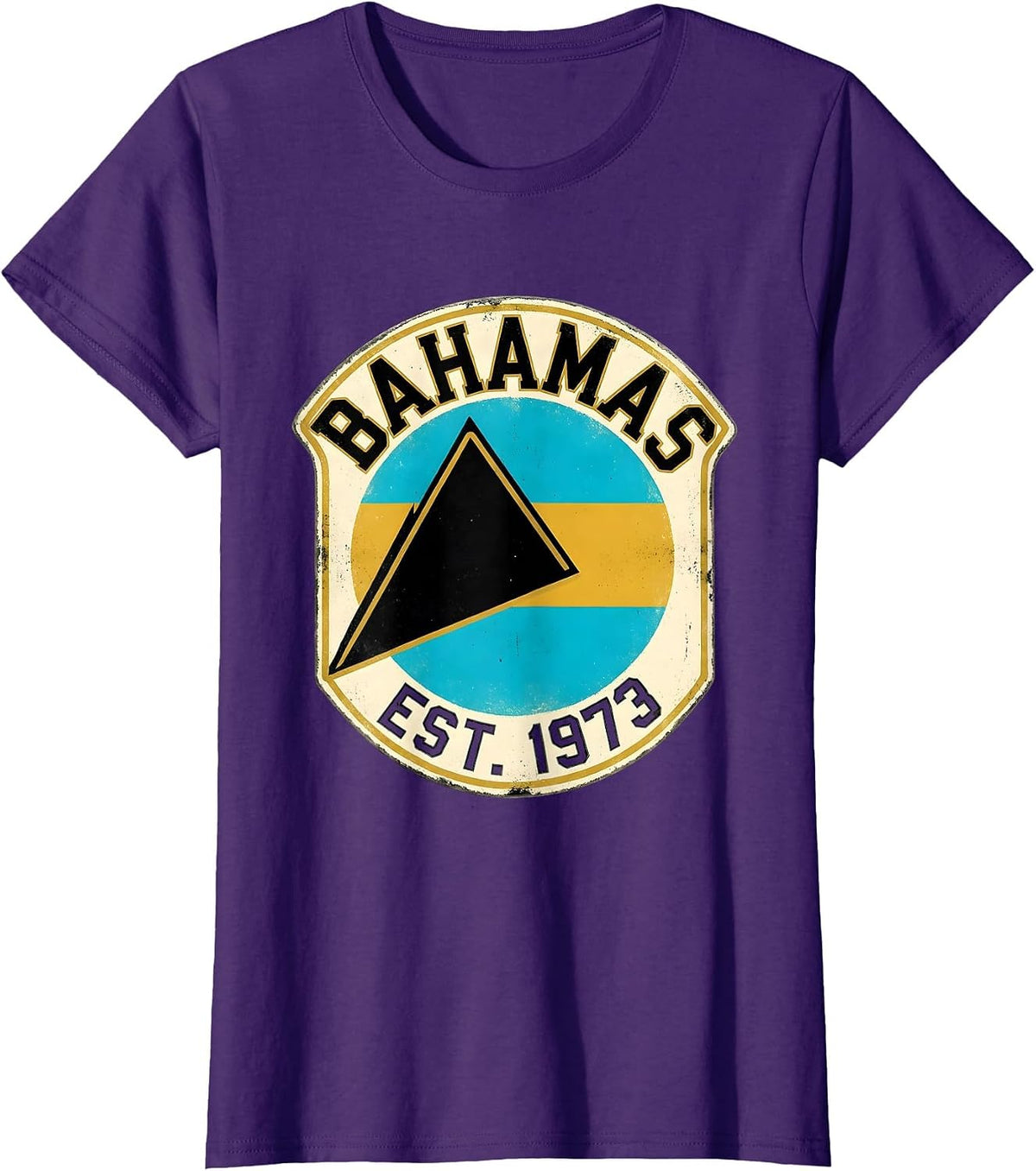 Women's Bahamas Est 1973 Vintage Caribbean Flag Heritage Souvenir T-Shirt - Purple