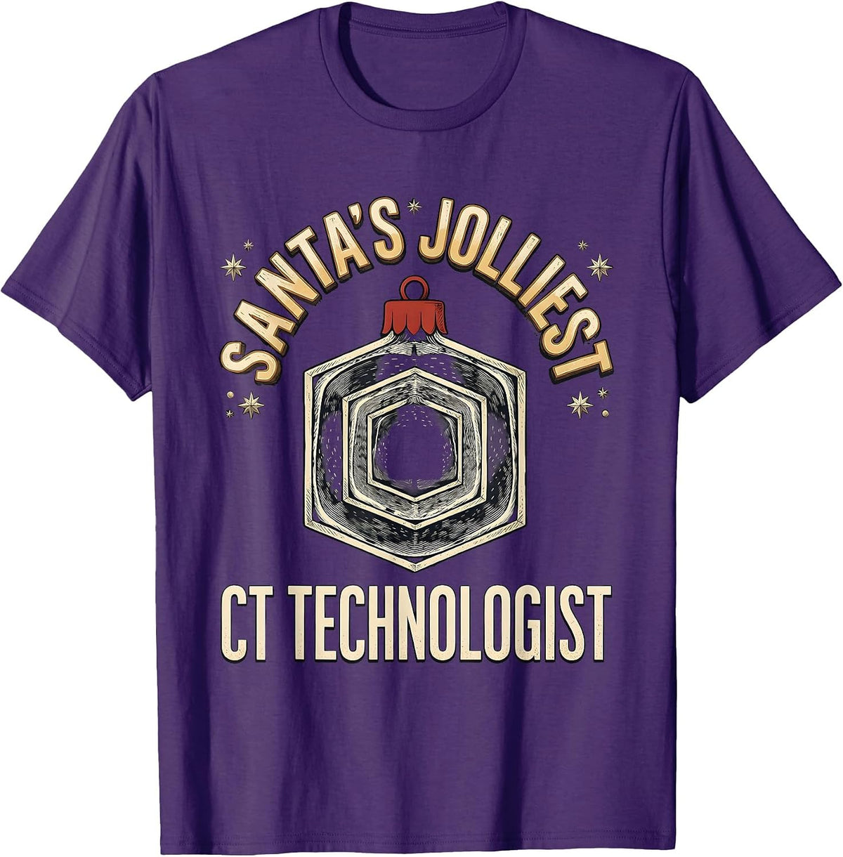 Santa's Jolliest CT Technologist Funny Radiology Tech T-Shirt - Purple