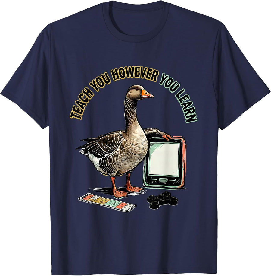 Teach You However You Learn Funny Special Education Teacher T-Shirt - Navy Blue