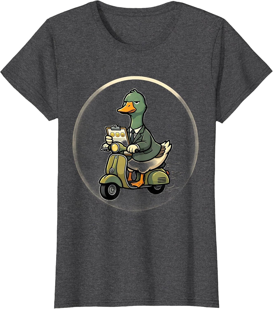 Women's Off To Regulate Emotions Funny Goose Scooter ABA Therapist T-Shirt - Dark Heather Grey