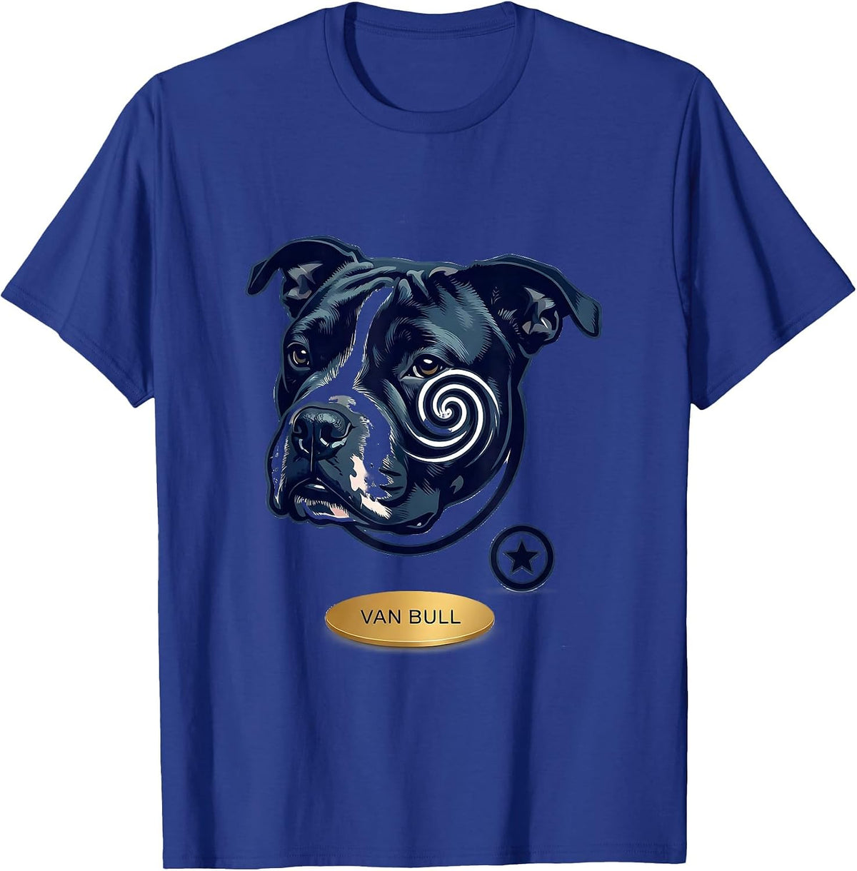Men's Van Bull Minimalist Bull Terrier Van Gogh Starry Night Breed T-Shirt - Royal Blue