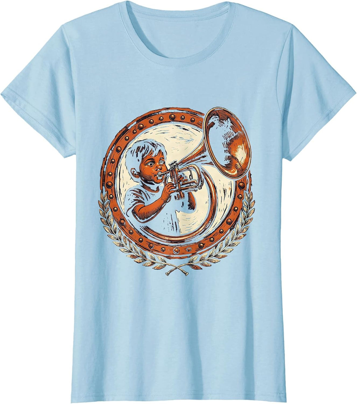 Funny Music Teacher Trumpet Kid Graphic T-Shirt - Baby Blue