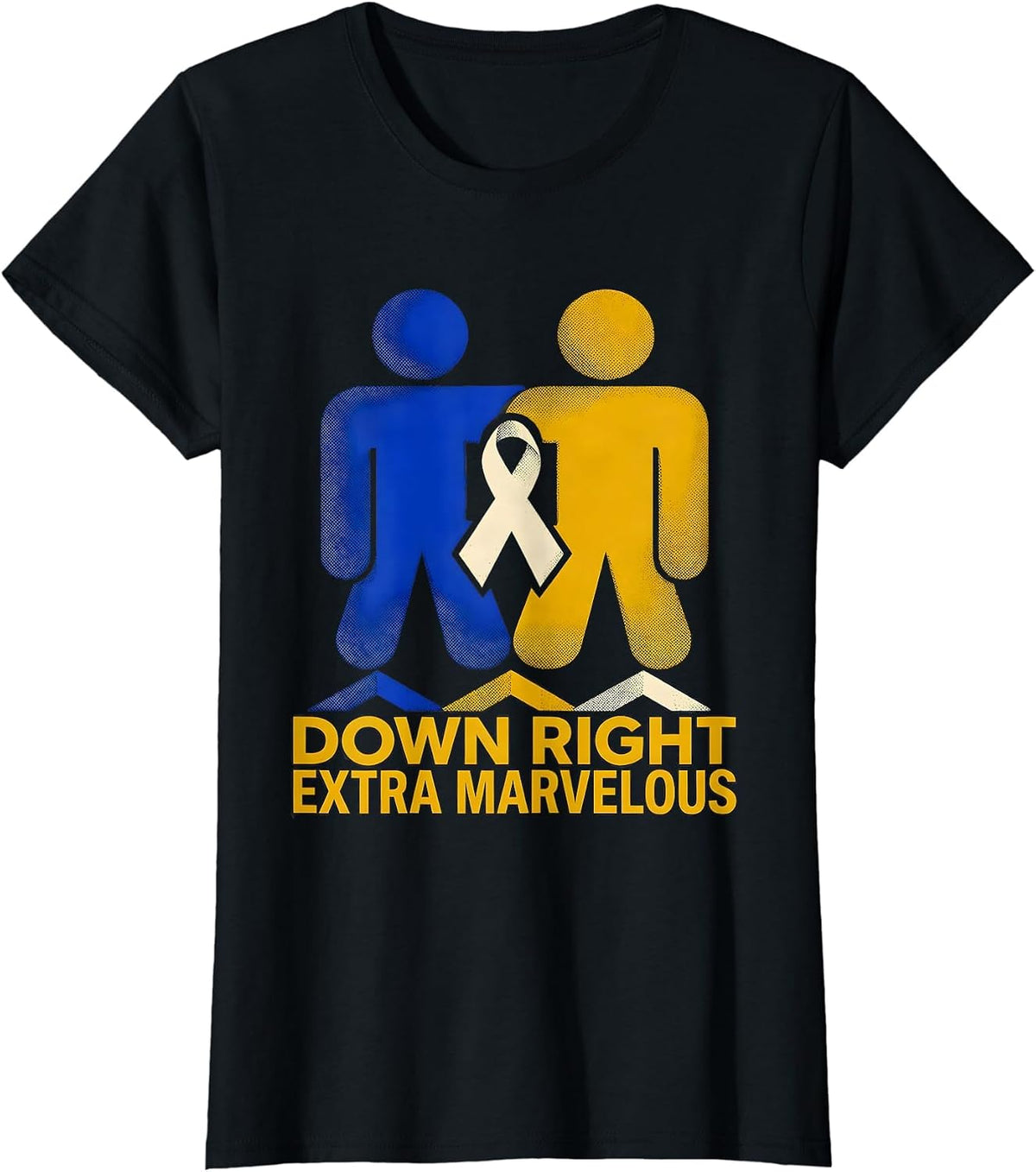 Women's Down Right Extra Marvelous Midcentury Modern Down Syndrome T-Shirt - Black