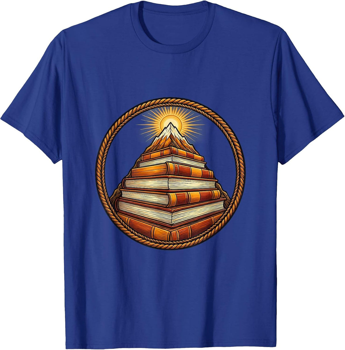 Men's Special Education Teacher Mountain of Books Graphic T-Shirt - Royal Blue