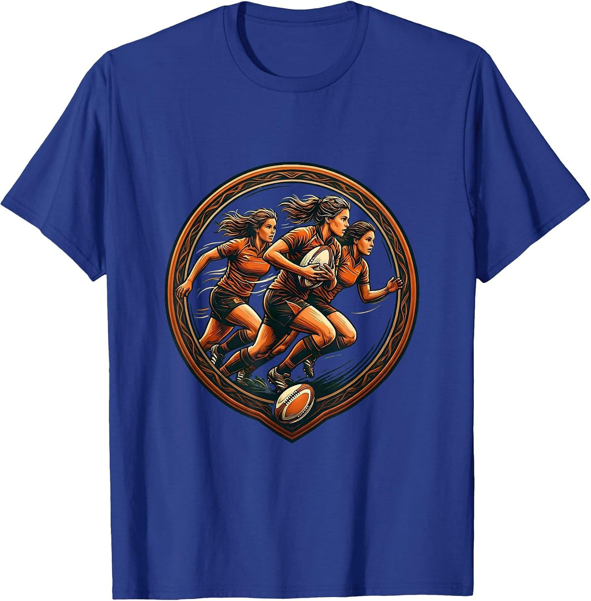 Rugby Attacking Wave Graphic Design T-Shirt - Royal Blue
