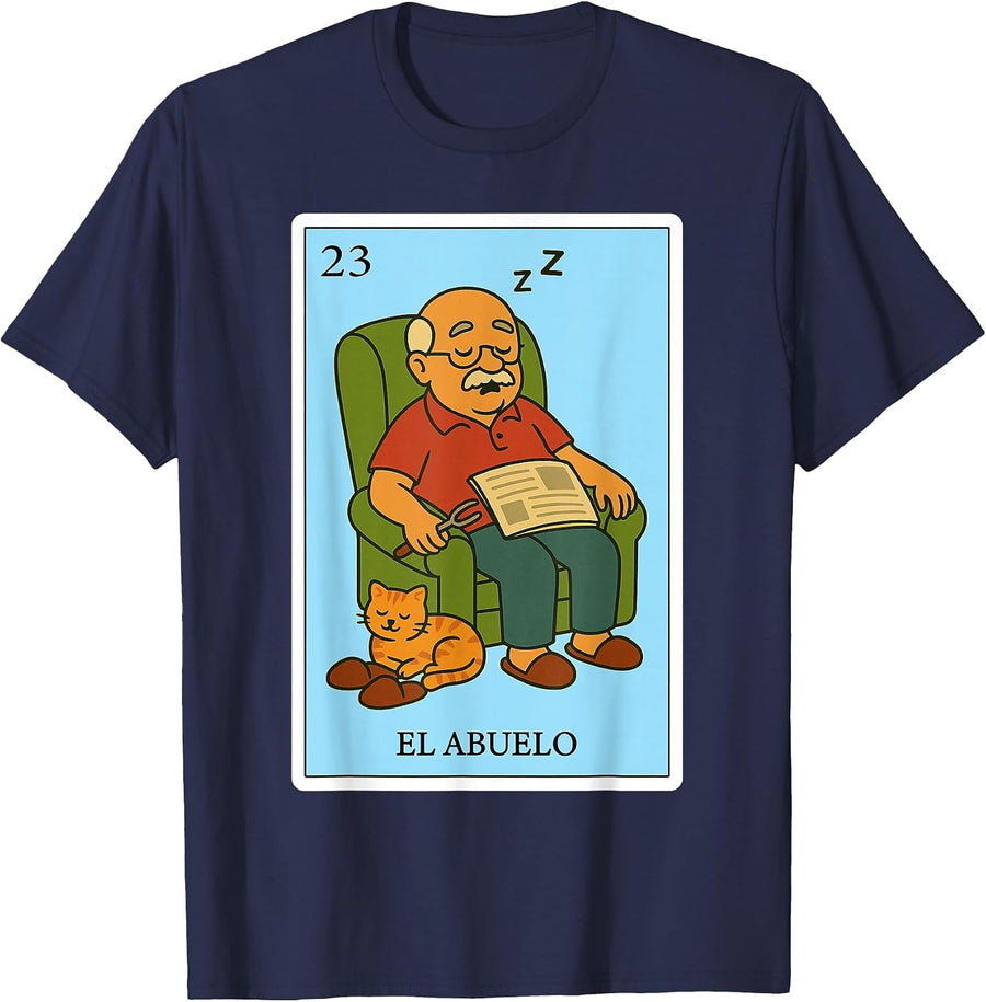 El Abuelo Dormilón | Spanish-Mexican Bingo Gifts for Abuela T-Shirt - Navy Blue