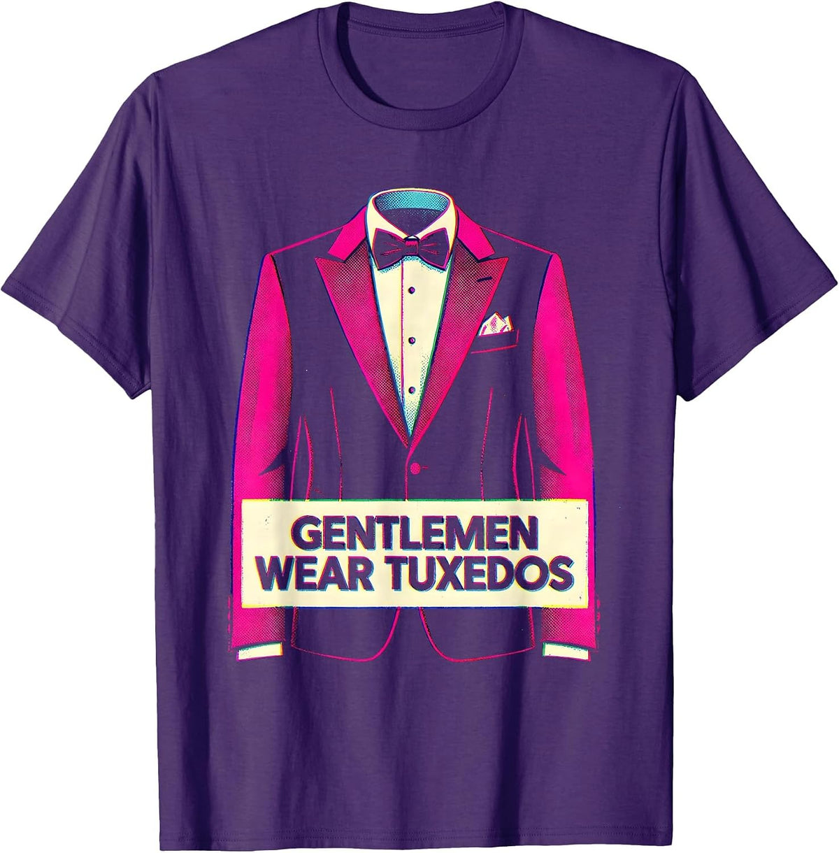 Gentlemen Wear Tuxedos Classic Formal Style Design T-Shirt - Purple