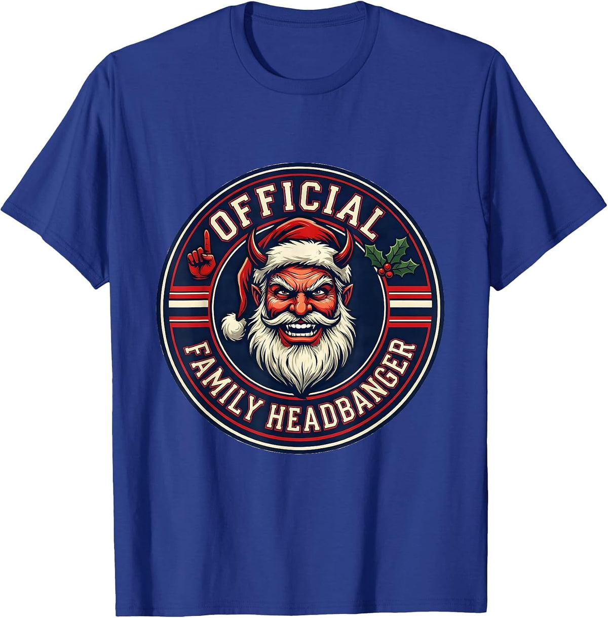 Official Family Headbanger Funny Heavy Metal Christmas Rock T-Shirt - Royal Blue