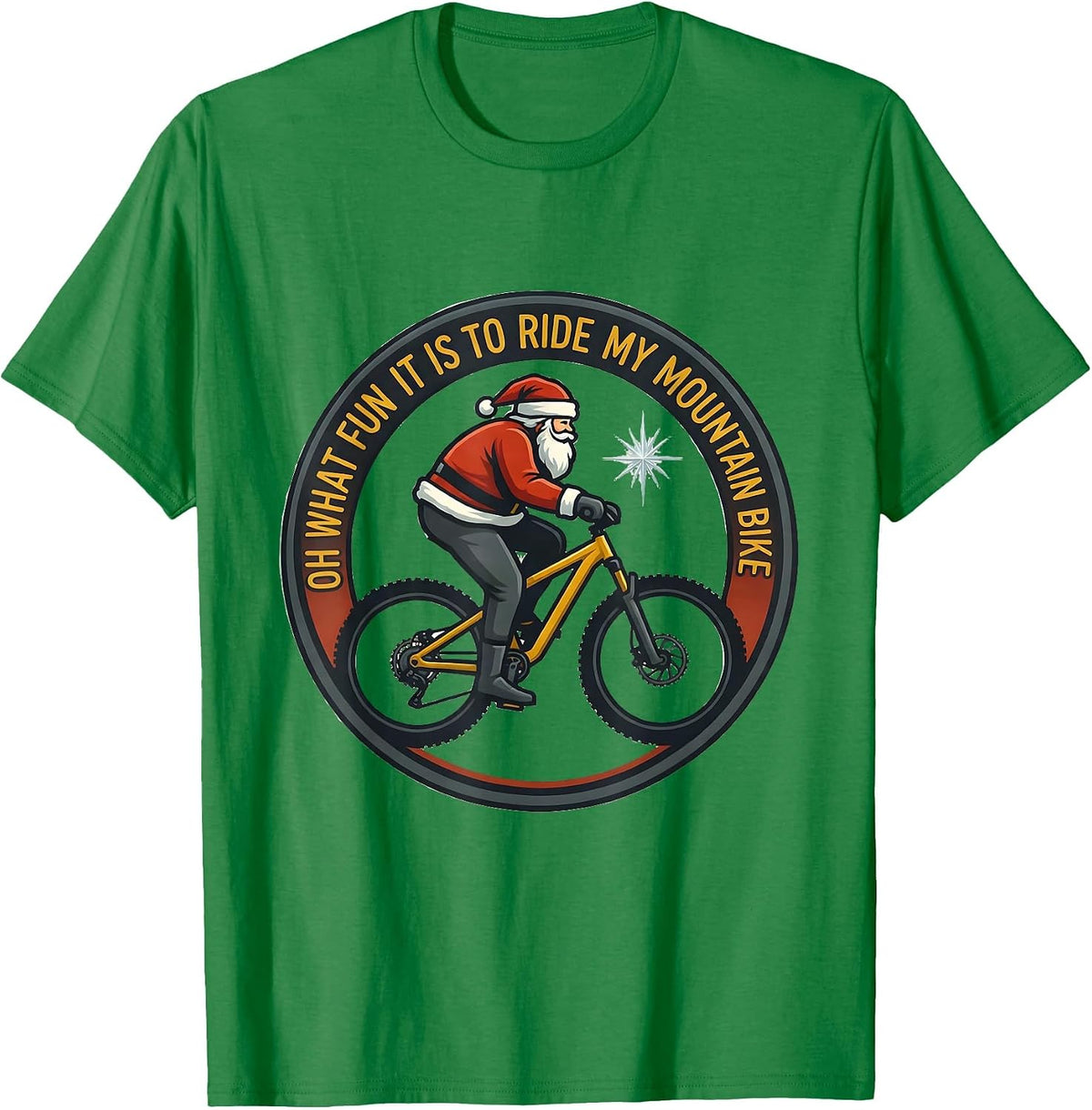 Men's Oh What Fun It Is To Ride My Mountain Bike Biker T-Shirt - Kelly Green
