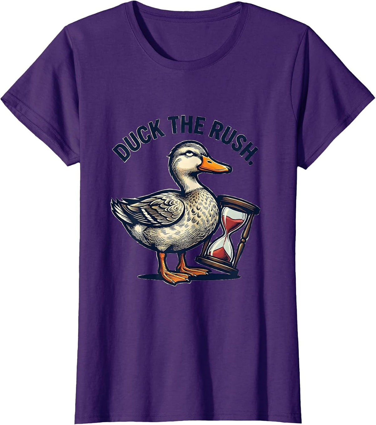 Women's Duck The Rush Sarcastic Duck Novelty Humor Gift T-Shirt - Purple