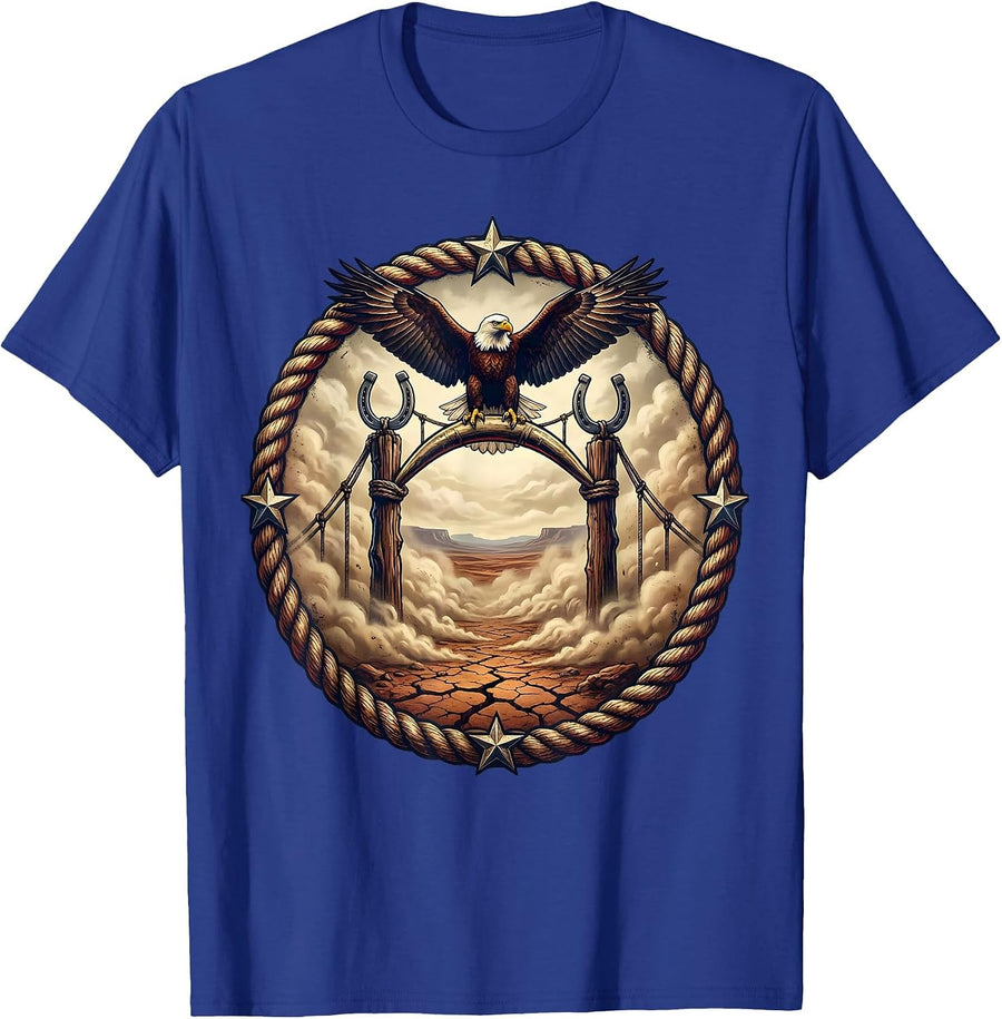 Golden Gate Bridge Foggy Dawn Illustration T-Shirt - Royal Blue
