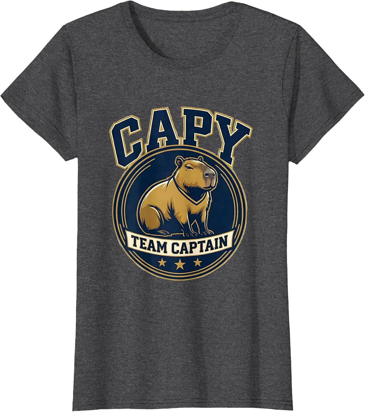 Women's Capy Team Captain Funny Capybara Meme Animal Lover Humor T-Shirt - Dark Heather Grey