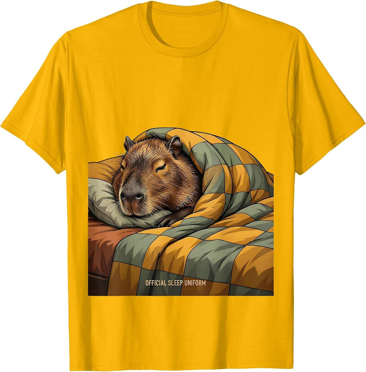 Official Sleep Uniform Cute Capybara Animal Sleepwear Humor T-Shirt - Golden Yellow