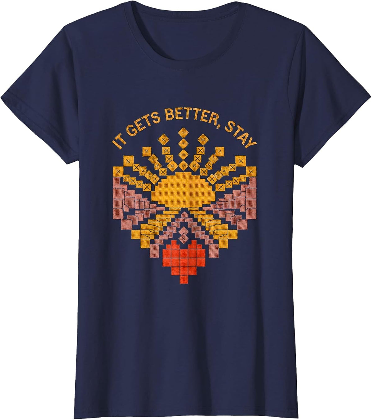 Women's It Gets Better Stay Suicide Prevention Awareness T-Shirt - Navy Blue